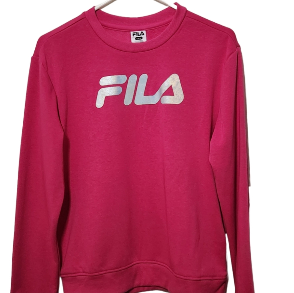 Fila Pink Girls Crewneck Fleece Sweatshirt Size L (14/16)